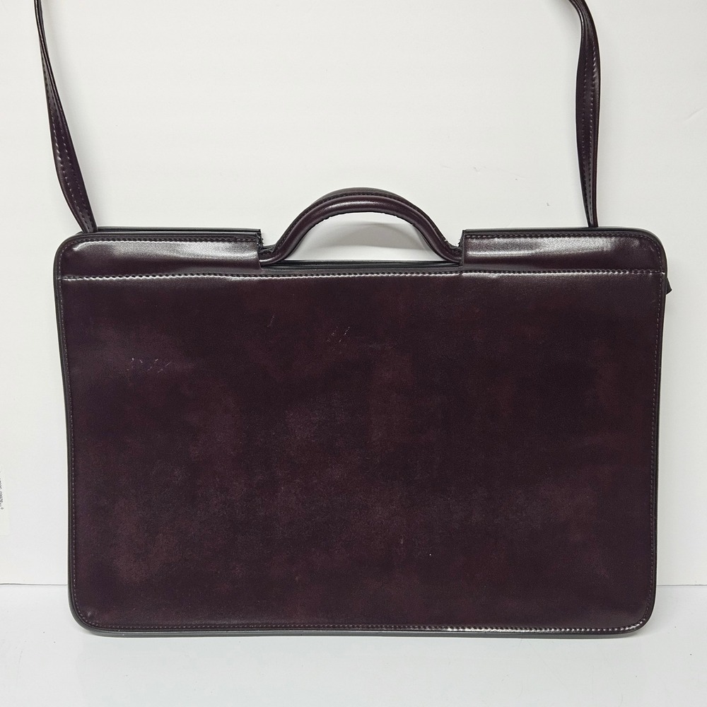 Pegasus Briefcase Burgundy Faux Leather Slim Attache Portfolio Bag Made in USA